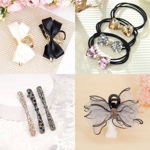 리본 헤어 악세사리 올림머리 집게핀 헤어핀 머리끈 모음