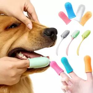 강아지 손가락칫솔 고양이 실리콘 칫솔 애견 양치 4개1세트 입냄새 제거 반려동물 소형 중형 대형견 애완견 소프트 양치지