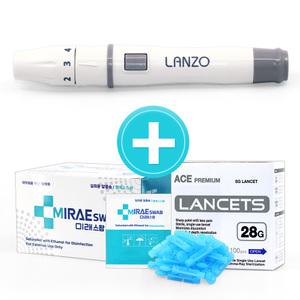 란조사혈기 채혈기+사혈침100+알콜솜100 3종세트 채혈침