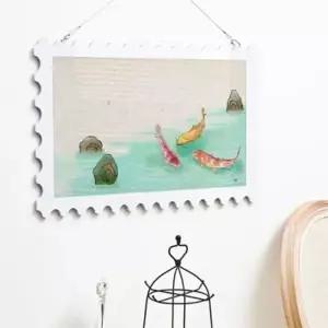 꾸밈 nq980-행잉액자 풍수잉어민화(우표가로대형)