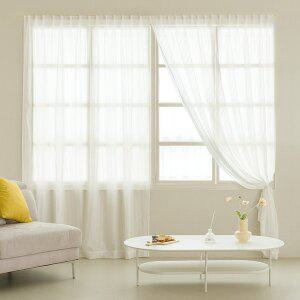 [라이크홈]붙이는 샤이닝 버티컬 쉬폰커튼 긴창 샤인화이트 2P