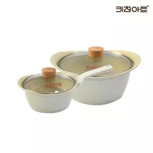 키친아트 베이직 IH 인덕션가능 세라믹코팅 냄비세트 2종B(편18+양24)