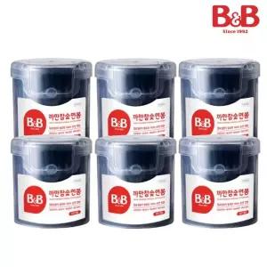 비앤비 참숯 까만면봉150p 6입(순면100%/안심소재)