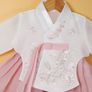 [한설한복]한설한복1813.S 파스텔 당의자수 핑크 드레스 여아한복