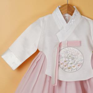 [한설한복]한설한복1811.S 파스텔 당의 연핑크 드레스 여아한복