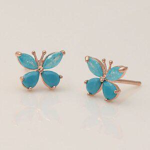 [메리그린]데일리 캔디컬러 큐빅 나비 귀걸이