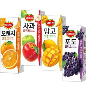롯데 델몬트 드링크 190ml 오렌지 망고 포도 사과 각 8팩