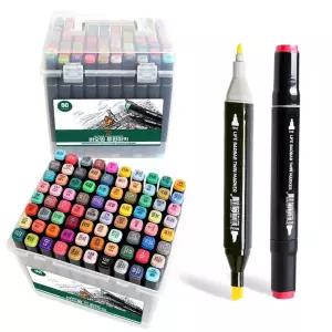 B0B PP 투명케이스 트윈마카 80색 전문가용 트윈 마카펜 드로잉 양면 촉 터치필 디자인 가방형 디자인마카