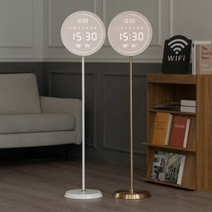 [본사직배] 플라이토 무선 루나 터닝 원형 온습도 와이파이 LED 스탠드 인테리어 디지털 무소음 스탠딩 시계