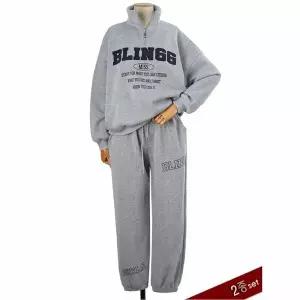 [하프클럽/쉬즈나인]블링넥 집업 조거 기모트레이닝 세트