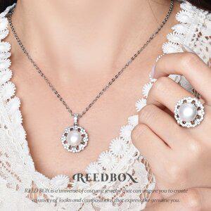 [리드박스][선물포장] 혼주 웨딩세트 블루밍 부케 천연담수 진주 귀걸이 목걸이 반지 SET