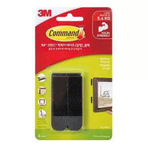 3M 코맨드 찍찍이 테이프 17201 중형 블랙 고리 걸이 인테리어 소품 액자 부착 벨크로 테이프