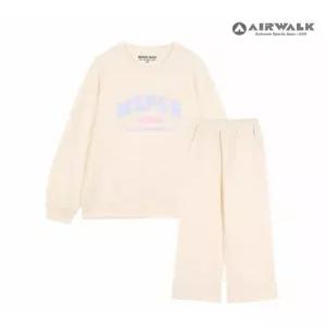 [에어워크주니어]여아 주니어 레터링 포인트 기모 맨투맨 조거 트레이닝 셋
