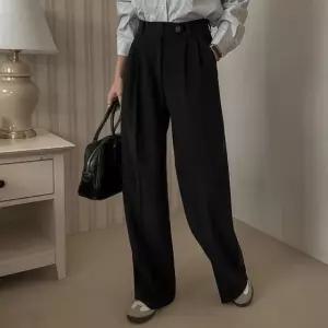 [시크릿라벨] [3단기장/양기모] 투핀턱 와이드 슬랙스