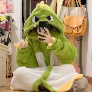 공룡 수면 잠옷 동물잠옷 극세사 귀여운 캐릭터  파자마 가운 코스튬