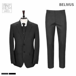 빌리버스 남성 쓰리피스 수트 셋업 싱글자켓 정장조끼 슬랙스 세트 BIT206