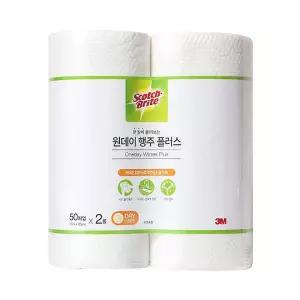 (50매 x 2Roll) 3M 원데이 행주 플러스/티슈/물걸레/타올/주방/청소/물티슈/1회/헹주/타월/일회용/뜯어쓰는