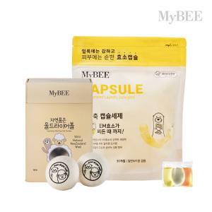 초핫딜 마이비 캡슐세제 베이비코튼향 30개입 (1박스)+울드라이어볼(6개입)