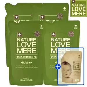 [BEST]네이쳐러브메레 유아 핸드워시 거품리필형 250ml 4팩 (GIFT) 500ml 오리지널향 세제 리필 1팩