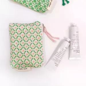 JDS 생리대 화장품 파우치 립스틱 꽃무늬 핑크그린