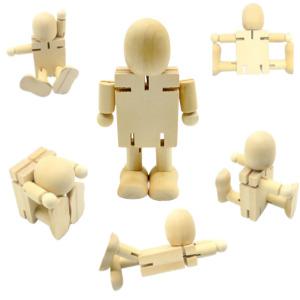 유아용 움직이는 미니 원목 나무 인형 꾸미기 초등용 관절 목재 모형 장난감 4개 8개