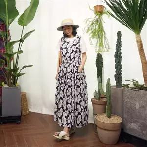 [앞머리]로맨틱 플라워 허리쪼임 오버롤 롱 원피스n509  _P061602422