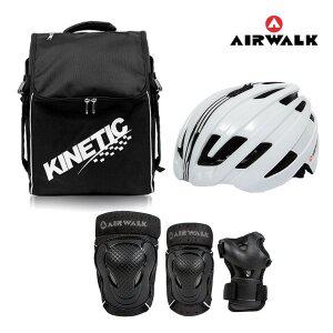 에어워크 에어로 화이트 주니어 성인 인라인스케이트 자전거 보호장구 세트 가방+헬멧+200보호대