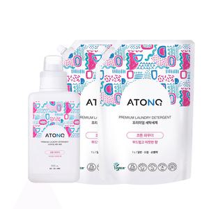 아토앤오투 프리미엄 아기 세탁세제  본품 1개+리필 2개 세트 코튼파우더향  세정력