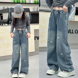 [삐삐네옷가게]여아 주니어 빈티지 하트 와이드 데님