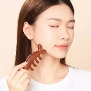 [1+1] 혈자리 마사지괄사 림프절 순환 지압 마사지기 머리빗 겸용