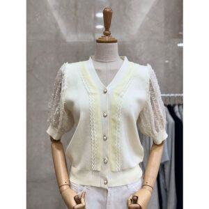 [NS홈쇼핑][쿠바이투] 25여름 겹레이스반팔니트가디건/아이보리 T52KCA40AX..