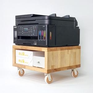 이동식 프린터선반 프린터받침대 복합기 받침 다이 거치대 원목 수납 바퀴