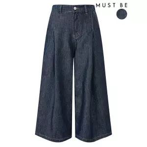 [하프클럽/머스트비]여성 원턱 뒷밴딩 8부 큐롯 데님팬츠