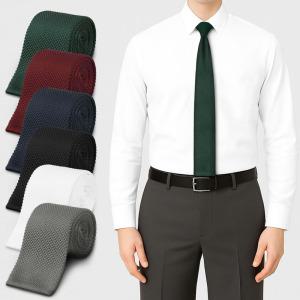 남자 니트 넥타이 고급 자체생산 6cm 캐주얼 슬림 정장 넥타이 검정 화이트 와인 네이비 남성 니트타이