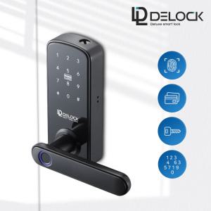 딜락 Y10 지문인식 목문용 신제품 카드키2개+비상키2개+번호키 이중인증가능 음성안내 차임벨기능 방문손잡이 사무실 무타공 도어록 나무문용 판넬문 현관문 디지털도어락