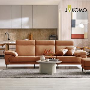 [자코모] 콘테 3.5인 럭스 통가죽 천연면피 소가죽 소파+스툴