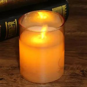 늘여섯 유리병 LED 캔들 10CM 브라운 전기촛불 건전지캔들