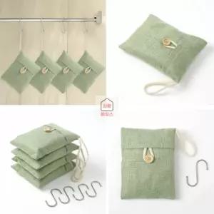 사랑하우스 탈취제 대나무 숯주머니 4P세트 그린 사무실용방향제 방에서냄새 장롱탈취제