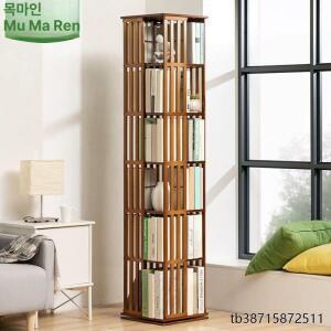 회전형 책장 책꽂이 선반 북타워 거실 미니 원목 대나무 진열대