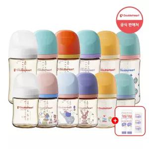 더블하트 모유실감 3세대 PPSU 젖병 160ml/240ml 트윈팩+스킨케어 견본 5종