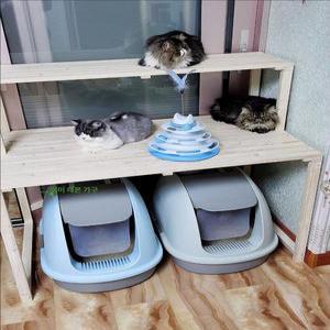 고양이 화장실선반 캐비닛 다이 수납 스탠딩 70x50x100cm 2층