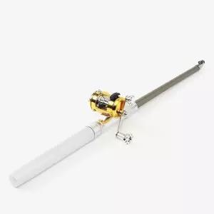 고품질 미니 낚싯대 실버 민물 펜 짧은 휴대용 (WFHH3FC)