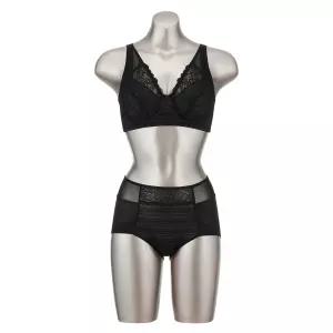 오모떼 ABCDE빅컵 프리미엄 에어글램 브라팬티 2종 세트/블랙