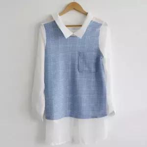 [보리보리/마미누리]H 별 체크 블라우스 빅사이즈 여성의류 임부복 상의