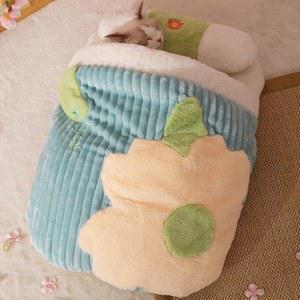 벚꽃 침낭 쿠션 펫쿠션 핑크 동굴 베개 양털 방석 화풍벚꽃 유모차 라이너 A5