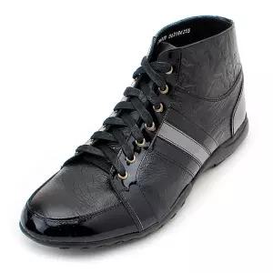 캐쥬얼 복싱스니커즈 하이탑스니커즈 2.5cm~6.5cm 키높이구두 맞춤수제화 MARU-00621(BK-1) 천연면피소가죽
