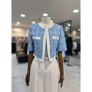 [모조에스핀]라운드 배색 크롭 자켓 S252MSF016_DG