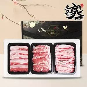 [소돈가] 한돈 문경 쑥돈 구이모듬 선물세트 6호 (삼겹살+목살+항정살 각 400g) 총 1.2kg