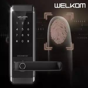 웰콤 WTS-750B 무타공 지문인식 도어록 0초바로잠금(시간설정) 지문인증 0.9초 최대100개 내부이중잠금 침입경보 생활방수 에티켓기능 솔리티 번호키 현관문 디지털도어락