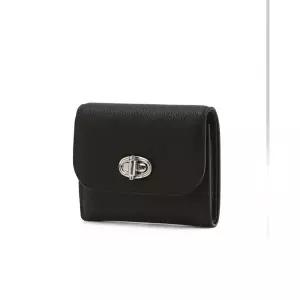 [롯데백화점]질스튜어트 [지폐수납가능] 블랙 가죽 오브 장식 3단 반지갑 JAWA5F001BK